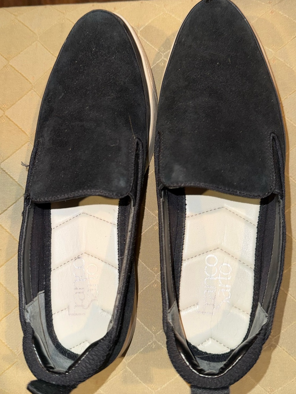 Franco Sarto Black Suede Slip-On Loafers with Padded Insole